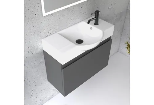 Alpenberger Badmöbel Set 55 cm | Waschbecken mit Unterschrank - Unterschränke fürs Bad, stilvolles Design mit Soft-Close-Funktion für sanftes Schließen und ideal für kleine Bäder oder Gäste WCs.