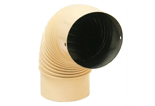 Raik Ofenrohrbogen 120mm - 90° Emaille in Elfenbein - Robuster Ofenrohrbogen für Kamine und Öfen. Langlebig durch glasharte Emaillebeschichtung, die Korrosion und Kratzer widersteht. Ideal für alle Brennstoffe. Wählen Sie Ihre Lieblingsfarbe!