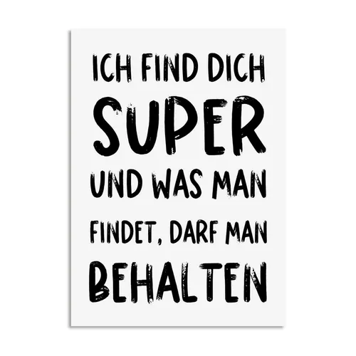 Postkarte FIND DICH SUPER Geschenk Freunde Karte Liebe von Nastami