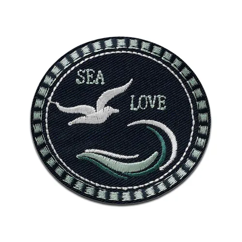 Sea Love - Aufnäher, Bügelbild, Aufbügler, Größe: 5,9 x 6,3 cm