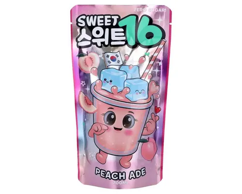 Sweet16 Softgetränk, Sweet16 koreanisches Pfirsichlimonade zuckerfreies Getränk 200ml