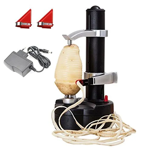 Malayas Elektro-Kartoffelschäler – Automatische Schälmaschine für Obst & Gemüse mit 2 Extra Klingen - Kartoffelschneider mit sicherem Design und rutschfester Basis. Schälen Sie Obst und Gemüse schnell und mühelos – eine Kartoffel in nur 10 Sekunden!