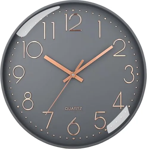Lottogo Wanduhr, leise, Nicht tickend, Moderne Wanduhren, batteriebetrieben, für Wohnzimmer, Küche, Büro, Dekoration, 20,3 cm
