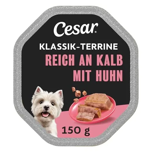 Cesar Hundefutter Nassfutter Klassiker Kalb & Geflügel, 7er Pack - Beutelfutter für Hunde, 100% ausgewogen mit köstlichem Kalb & Geflügel, ideal für genussvolle Mahlzeiten. Zeitlose Rezepte, die seit über 25 Jahren liebevoll kreiert werden.