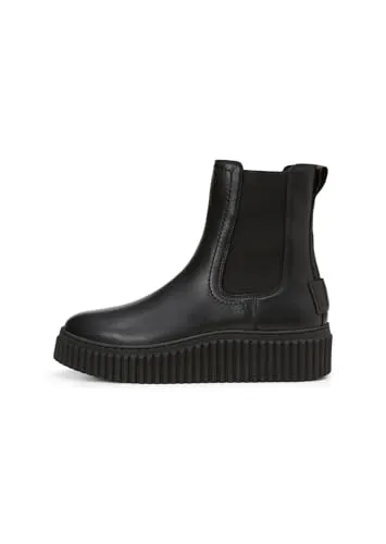 Chelseaboots MARC O'POLO aus edlem Rindleder, Damen, Gr. 42, schwarz - Wanderschuhe aus robustem Rindleder mit seitlichen Stretch-Einsätzen für einfaches Anziehen und atmungsaktiver Innensohle aus Memory Foam für höchsten Komfort.