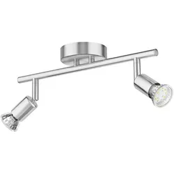 ledscom.de ledscom.de Deckenleuchte LUNARA, 2-flammig, Edelstahl, chrom matt, inkl. 2x LED GU10 Lampen (warmweiß, 4,678W, je 227lm, 110°)