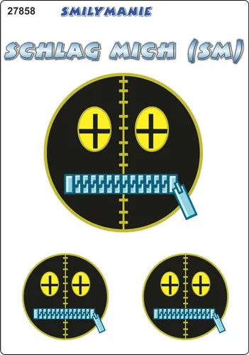 Aufkleber Smily Schlag Mich (SM) 3er-Set 150 x 105 mm  Sticker Autocollant