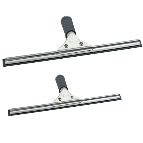 Novaliv Profi Fensterabzieher Set 35 cm + 45 cm - Streifenfreie Fensterreinigung mit hochwertigem Edelstahl und auswechselbaren Gummilippen. Ideal für Glasflächen, Badezimmerfliesen und Autos. Der rutschfeste Griff sorgt für sicheren Halt, auch bei kaltem Wetter.