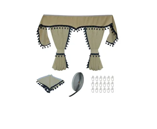 Gardinen by Justyna Verdunkelungsvorhang Lkw Gardine Beige - Fertiggardinen mit Kräuselband, 5-teiliges Set, verdunkelnd und blickdicht für optimalen Sichtschutz und gemütliche Atmosphäre.