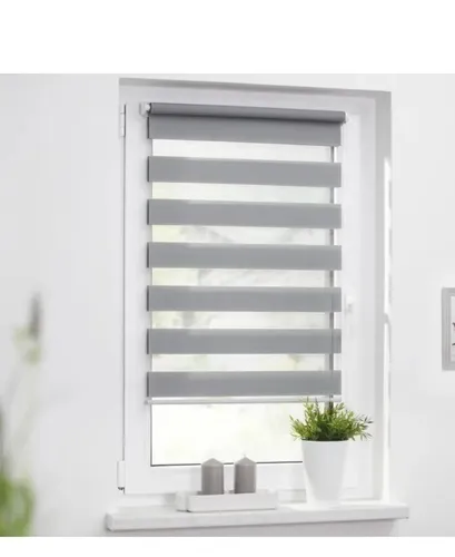 Lichtblick Duo-Rollo Klemmfix, ohne Bohren - grau, BxH 80x150 cm