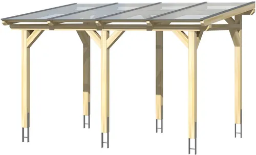 Skan Holz Terrassenüberdachung Siena 434 x 350 cm - Freistehende Terrassenüberdachung aus Leimholz mit stabiler Dacheindeckung aus 16 mm Polycarbonat. Ideal für sofortigen Aufbau ohne Wandmontage!