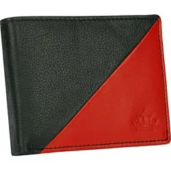 Geldbörse Herren Portemonnaie Echt Leder Börse Querformat Geldbeutel Schwarz RFID-Schutz MANZA® - Schwarz/Rot