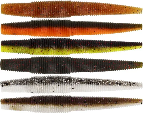 Westin 11cm Ned Worm 7g - 5 Gummiköder, Farbe:Glow AKO