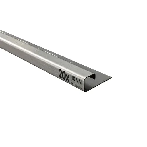 20x Quadrat-Profil Edelstahlschiene Fliesenprofil 250cm - Hochwertige Edelstahlschiene aus V2A, ideal für Kantenschutz und dekorative Übergänge. Pflegeleicht und langlebig, schützt Schnittkanten von Fliesen und wertet den Gesamteindruck auf.