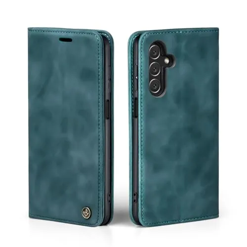 LBH Handyhülle für Samsung Galaxy A25 5G in Petrol Blau mit Karten- und Geldfach Smartphone Hülle mit Standfunktion Flip Case Schutzhülle Magnetverschluss Vintage