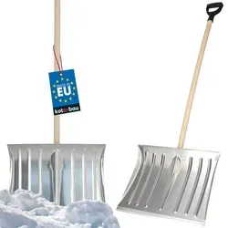 KOTARBAU® Schneeschaufel Schneeschieber 50cm mit Holzstiel Verstärkt Aluminium Schild mit Ergonomischem Griff 139 cm