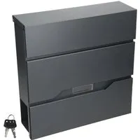 Edelstahl Briefkasten mit Zeitungsfach - Modernes Design in Anthrazit - Kategorie: Briefkästen & Briefkastenklappen, Wetterfester und abschließbarer Edelstahl-Briefkasten mit integriertem Zeitungsfach für optimalen Schutz Ihrer Post.