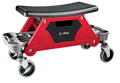 RIKTA Werkstatt-Rollsitz | Rollhocker | ca. 37x37x68 cm (BxHxL) | Belastbarkeit max 135 kg | angehnehme Sitzhöhe von ca. 37 cm | Gewicht ca. 5,65 kg