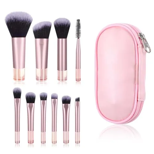 SHUOHONG 10 Stück Schminkpinsel Set mit Schminktasche, Professionelles Pinselset Makeup, Makeup Pinsel, Pinsel Set Schmink, Make-Up Zubehör für Foundation, Rouge, Lidschatten und Puder