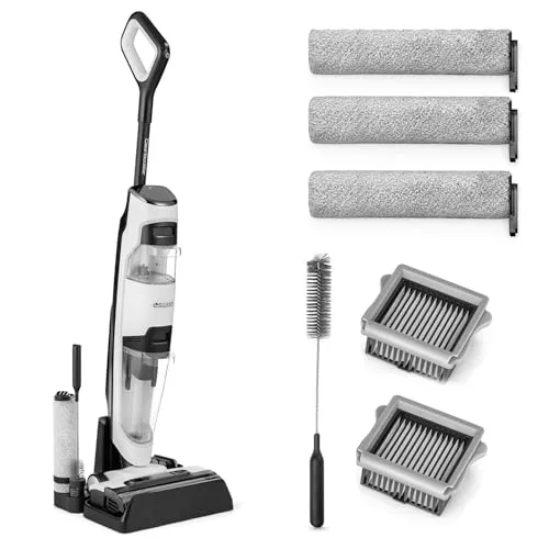 4SWISS VC024 Nass Trockensauger - Kabellos mit Wischfunktion - Nass- & Trockensauger für Hartböden und Teppiche, ideal für Allergiker und Haustierbesitzer. Mit 39 Minuten Akkulaufzeit und Selbstreinigung für mühelose Reinigungsergebnisse.