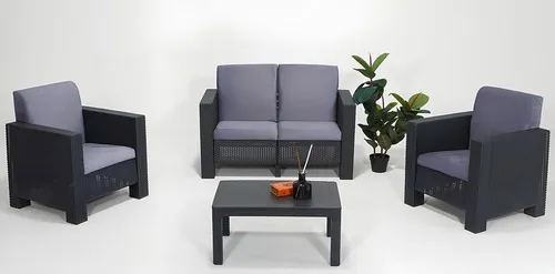 Luxuriöse Gartengarnitur mit Designer Sofa und edlem Sessel - Elegantes Gartenmöbel-Set für 4 Personen: Modernes Design, ideal für Garten, Terrasse oder Balkon. Hochwertige Materialien sorgen für Langlebigkeit und Komfort.