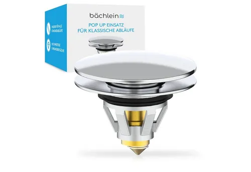Bächlein Waschbeckenstöpsel Pop-Up (Chrom) - Waschbeckenstöpsel mit integriertem Haarsieb, ideal für Abläufe Ø 40 mm, sorgt für reibungslosen Wasserfluss und reduziert Reinigungsaufwand.