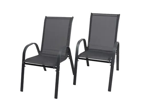 Ondis24 Gartenstuhl Stapelstuhl Manor Set anthrazit (2) - Essstühle mit modernem Textilene-Bezug, ergonomischem Design und wetterfestem Stahlrahmen – ideal für Garten, Balkon oder Terrasse.