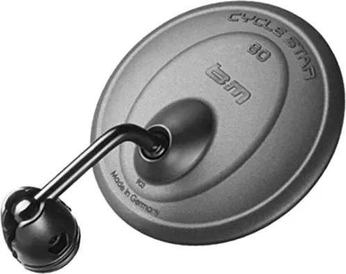 Busch & Müller Fahrerspiegel Cycle Star 80, schwarz - Fahrradspiegel mit kurzer Geb Stange, bietet optimale Sicht und Sicherheit beim Radfahren, ideal für Stadtfahrten.