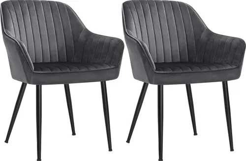 SONGMICS 2er Set Esszimmerstühle Grau B34LDC087G02