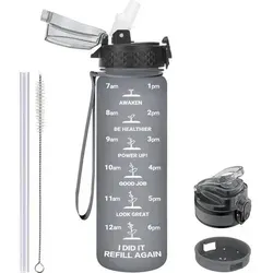 Trinkflasche Kinder 500 ml Auslaufsicher mit Strohhalm und 2 Deckeln Grau - Die 500 ml Auslaufsichere Trinkflasche für Kinder in Grau begeistert mit zwei Deckeln und einem praktischen Strohhalm. Ideal für Schule, Sport und Ausflüge – fördert die tägliche Wasseraufnahme spielerisch!