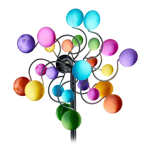 Windrad Garten Metallwindrad - Doppelwindrad für drinnen und draußen - Windspiel aus robustem Eisen, 119 cm hoch, bringt Farbe und Bewegung in Ihren Garten oder Innenbereich, ideal zur Verschönerung von Außenanlagen.