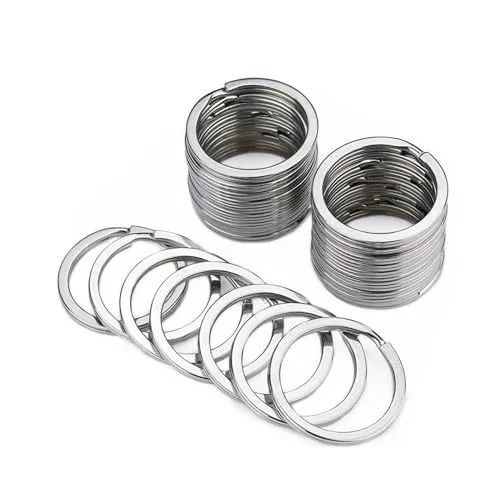 NestNook 30 mm runde, flache Schlüsselanhängerringe, 50 Stück, Metallspaltringe für die Organisation von Autoschlüsseln zu Hause und für Heimwerkerarbeiten