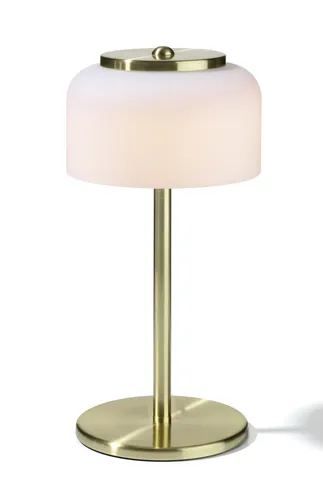 casa NOVA LED-Tischlampe - Elegantes Design in Messingfarben - Tischlampe aus Metall mit 33 cm Höhe und weißem Glasschirm, inklusive energiesparendem LED-Leuchtmittel – ideal für stimmungsvolle Beleuchtung.