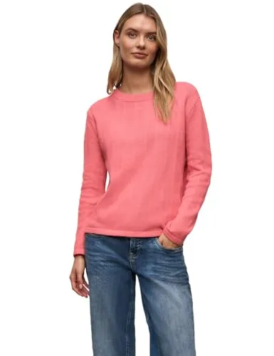 Street One Rundhalspullover für Damen in striking coral meliert - Stylischer Rundhalspullover von Street One mit dezentem Streifen-Struktur-Muster. Ideal für den Alltag, sorgt die weiche Materialqualität für hohen Tragekomfort und vielseitige Kombinationsmöglichkeiten.