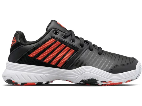 K-Swiss Court Express Allcourt Kinder Tennisschuh schwarz/orange - Tennisschuhe in Größe 35,5 EU, ideal für junge Spieler mit optimalem Halt und Komfort auf dem Platz.