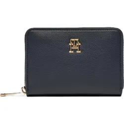 Tommy Hilfiger Damen Geldbeutel Klein, Blau (Space Blue) - Damen-Geldbörse mit praktischem Design: Geldscheinfach, viele Kartenfächer und Reißverschluss-Münzfach. Stilvolles TH Monogramm-Emblem für modebewusste Frauen.