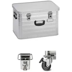 Enders® Aufbewahrungsbox Alubox 63 Liter + Schloss-Set + Transportrollen-Set, Alukiste Transportbox Lagerbox Alukoffer Metallkiste Alubox