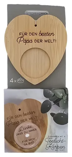 Formano Teelichthalter Herz Holz Geschenk Papa Welt! von formano