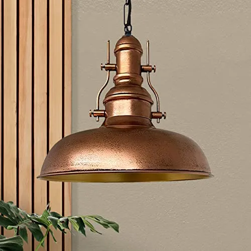 bamyum Nota Hängelampe Kupferfarbe Ø30 cm - Industrial Design Pendelleuchte aus hochwertigem Metall, ideal für Küche und Wohnzimmer, schafft eine warme, einladende Atmosphäre mit Vintage-Glühbirne.