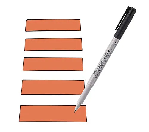 Magnetstreifen Etiketten orange 100x30 mm - 25 Stück - beschreibbar incl. Stift