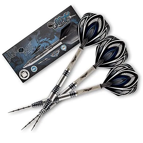 Birds of Prey Falcon Steel Tip Dart Set | 90% Tungsten Barrels | Steeltip Darts mit Schäften und Flights | Präzision und Kontrolle | 23 Gramm