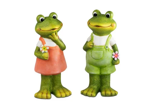 formano Dekofigur Gartenzeit - Frösche, Keramik, 26cm - 2 handbemalte Dekofiguren, Froschfrau und Froschmann, ideal für den Außenbereich. Robuste Keramik sorgt für eine lange Lebensdauer. Perfekte Farbakzente für Ihren Garten!
