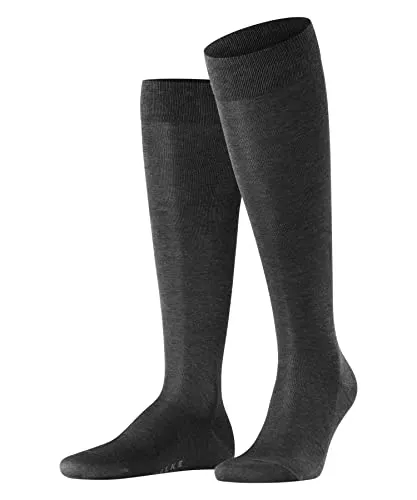 FALKE Herren Kniestrümpfe Tiago M KH Fil D'Ecosse Baumwolle lang einfarbig 1 Paar, Grau (Anthracite Melange 3190), 39-40