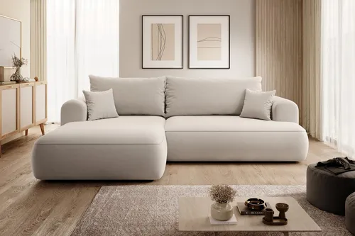 Selsey Ecksofa mit Schlaffunktion – Beige, 260 cm - Bequemes Selsey Ecksofa in Beige mit praktischer Schlaffunktion für entspannte Nächte. Hohe Materialqualität und modernes Design, ideal für Ihr Wohnzimmer.