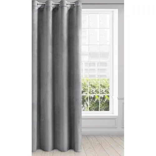 Eurofirany Samtvorhang Melanie in Silber, 140x250 cm - Elegante Samtvorhänge in Silber, blickdicht und pflegeleicht. Ideal für stilvolle Raumgestaltung, erhältlich mit Ösen oder Kräuselband. Hochwertige Verarbeitung mit 200 GSM für einen edlen Look.