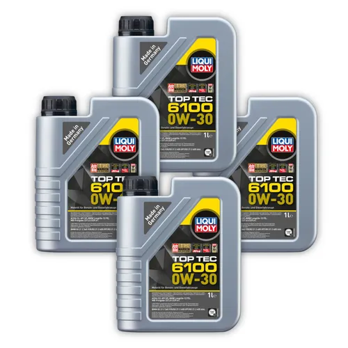 4x 1L LIQUI MOLY 20770 Motoröl Top Tec 6100 0W-30 u.a. BMW Longlife 12 FE