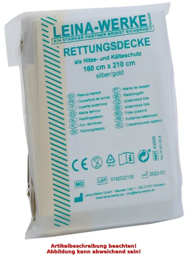 LEINA Rettungsdecke, 1.600 x 2.100 mm, silber/gold