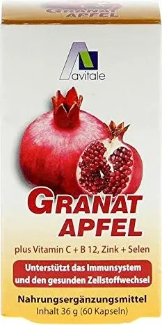 Granatapfel 500mg + Vitamin C + B12 + Zink + Selen 60 St