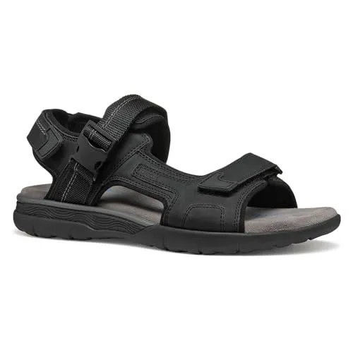 Geox Herren U SPHERICA EC5 B Sport Sandal - Bequeme Wandersandalen in Schwarz, 43 EU - Wanderschuhe mit atmungsaktiven Eigenschaften und Zero Shock System für optimale Stoßdämpfung, ideal für aktive Outdoor-Abenteuer.