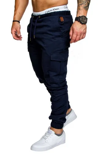 Amaci&Sons Jogger Cargo Herren Chino Jeans Hose 7001 in Navyblau W30 - Stylische Herren Chino Jeans Hose im Cargo-Stil, ideal für Freizeit und Alltag. Bequemer Schnitt und praktische Taschen für zusätzlichen Komfort.